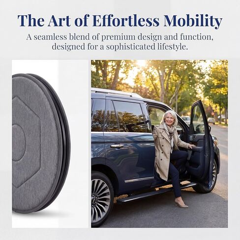 YARNOW 360 Degree Swivel Seat Cushion for Car, Dark Gray Rotating Chair Pad, Non-Slip Auto Revolving Base for Elderly and Pregnant Women, Home Office Mobility Assist in Kuwait