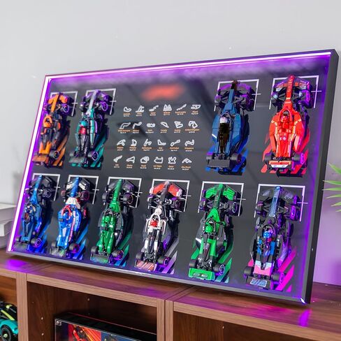 Display Wallboard with RGB LED Lights Compatible with Lego Speed Champions F1 66802 10-in-1 Collector's Pack, 20 Color&22 Lighting Modes, Wall Mount Collectible F1 Model Car Kit in Saudi Arabia