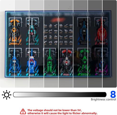 Display Wallboard with RGB LED Lights Compatible with Lego Speed Champions F1 66802 10-in-1 Collector's Pack, 20 Color&22 Lighting Modes, Wall Mount Collectible F1 Model Car Kit in Saudi Arabia