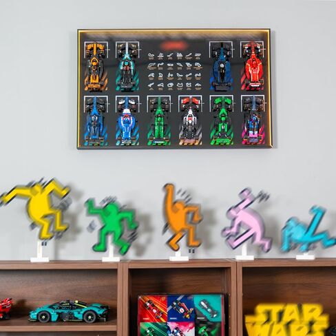 Display Wallboard with RGB LED Lights Compatible with Lego Speed Champions F1 66802 10-in-1 Collector's Pack, 20 Color&22 Lighting Modes, Wall Mount Collectible F1 Model Car Kit in Saudi Arabia