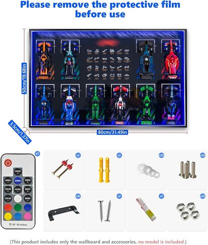 Display Wallboard with RGB LED Lights Compatible with Lego Speed Champions F1 66802 10-in-1 Collector's Pack, 20 Color&22 Lighting Modes, Wall Mount Collectible F1 Model Car Kit in Saudi Arabia