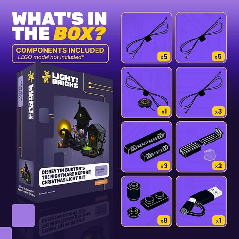 Light My Bricks LED Light Kit for LEGO Ideas Tim Burton’s The Nightmare Before Christmas 21351 – Custom Display Lighting to Illuminate and Enhance the LEGO 21351 Model (Model Not Included) in Saudi Arabia