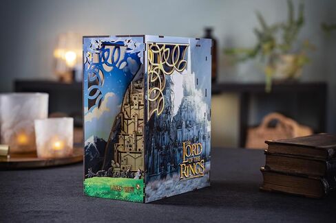 مجموعة Revell Book Nook Kit The Lord of the Rings - Minas Tirith DIY Miniature Kit 9 "Booknook 3D لغز خشبي مع ضوء LED ديكور رف الكتب هدية للبالغين والنساء والرجال in Kuwait