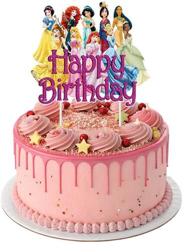 Princess Theme Happy Birthday Cake Topper Children Party Toppers Cartoon Theme Childrens Party Decoration Cake Toppers for Girl Kids Cartoon Theme Birthday Party Supplies. in Kuwait