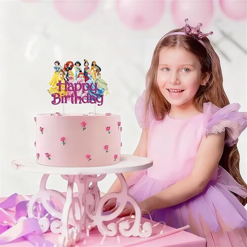 Princess Theme Happy Birthday Cake Topper Children Party Toppers Cartoon Theme Childrens Party Decoration Cake Toppers for Girl Kids Cartoon Theme Birthday Party Supplies. in Kuwait