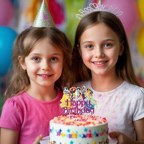 Princess Theme Happy Birthday Cake Topper Children Party Toppers Cartoon Theme Childrens Party Decoration Cake Toppers for Girl Kids Cartoon Theme Birthday Party Supplies. in Kuwait