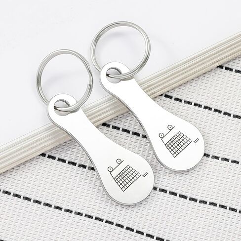 2 Pieces Stainless Steel Shopping Trolley Token, Alloy Key Ring Quarter Holder Keychain Shopping Trolley Keyring in Kuwait