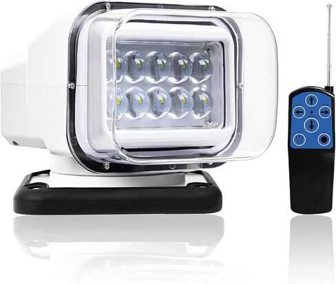 LuxBang Remote LED Search Lights for Trucks, Auto-Reset 360 Rotating Marine Spotlight for Boat, 6 Strong Magnets Built-in Go Spot Light for Truck (12V-24V White) in Saudi Arabia