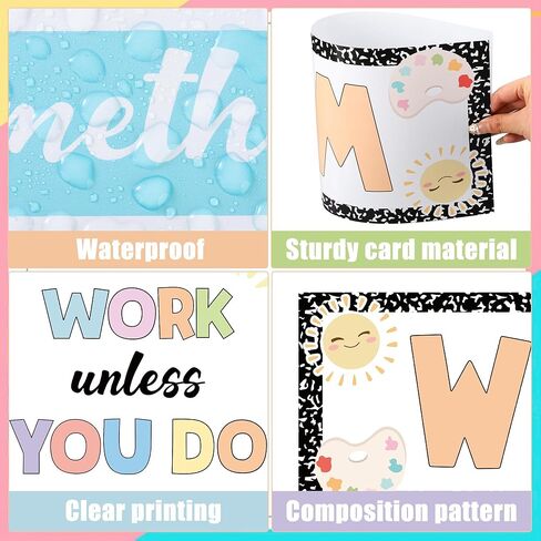 8 Pack Composition Motivational Posters for Classroom Laminated Welcome Inspirational Poster Pastel Positive Classroom Bulletin Board Decorations for Teacher Elementary Middle School Office Home Wall in Kuwait