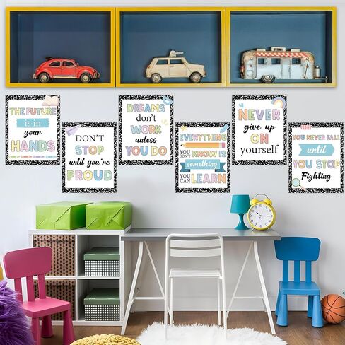 8 Pack Composition Motivational Posters for Classroom Laminated Welcome Inspirational Poster Pastel Positive Classroom Bulletin Board Decorations for Teacher Elementary Middle School Office Home Wall in Kuwait