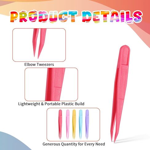 Exclaith 15PCS Plastic Tweezers for Crafts, Multipurpose Tip Tweezer Multi-Colors Plastic Fuse Beads Forceps for Handmade DIY Crafts Stickers Tweezer Beading Projects Jewelry Making Tools in Kuwait