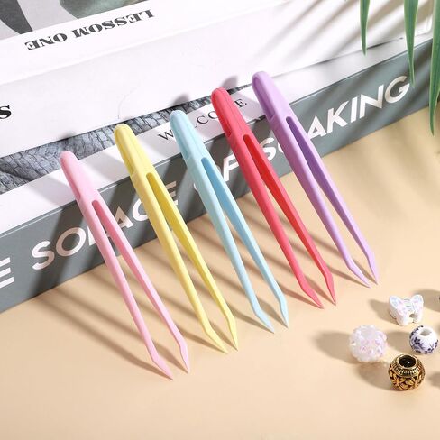 Exclaith 15PCS Plastic Tweezers for Crafts, Multipurpose Tip Tweezer Multi-Colors Plastic Fuse Beads Forceps for Handmade DIY Crafts Stickers Tweezer Beading Projects Jewelry Making Tools in Kuwait