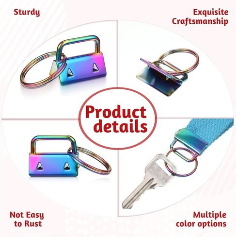 71 PCS Keyfob Hardware Set, 1 Inch Key Chain Hardware with Key Fob Pliers Rustproof DIY Keychain Kit for Making Keychains, Lanyards and Wristbands-7 Colors in Kuwait