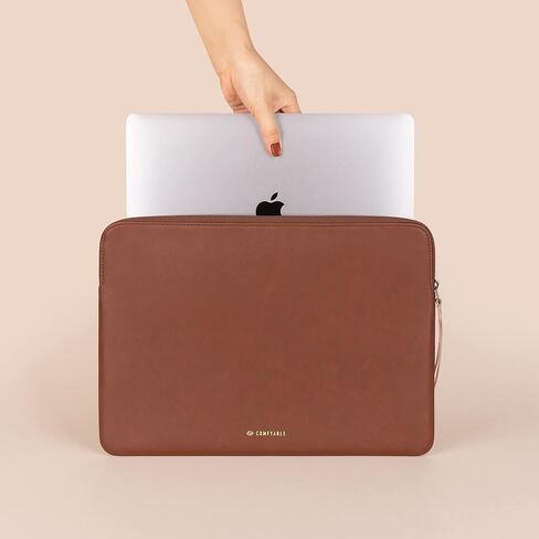 Comfyable Slim Protective Laptop Sleeve 14 Inch Snugly Compatible with MacBook Pro 14-inch M5 M4 M3 M2 M1 Pro/Max 2026-2021, PU Leather Bag Waterproof Cover Notebook Computer Case for Mac, Brown in Saudi Arabia