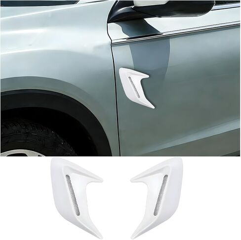 2PCS Car Hood Side Air Vent Trim Cover, Self-Adhesive Scratch-Proof Bonnet Air Vent Engine Hood Scoop Kit, Automotive Exterior Airflow Side Shark Gill Spoiler, Universal for Vehicles (Black) in Kuwait