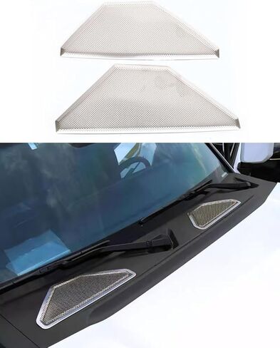 ملحقات السيارة مناسبة لسيارة Toyota Land Cruiser Prado LC250 2024 2025 غطاء أمامي خارجي من الفولاذ المقاوم للصدأ غطاء حماية من الغبار بفتحة تهوية طقم قطعتين (رسم سلك فضي) in Kuwait