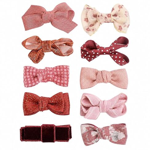 Baby Hair Clips Set, 10PCS Soft Fabric Mini Hair Bows for Toddlers (Pink) | daily wear, school, parties, birthdays, photo shoots in Saudi Arabia