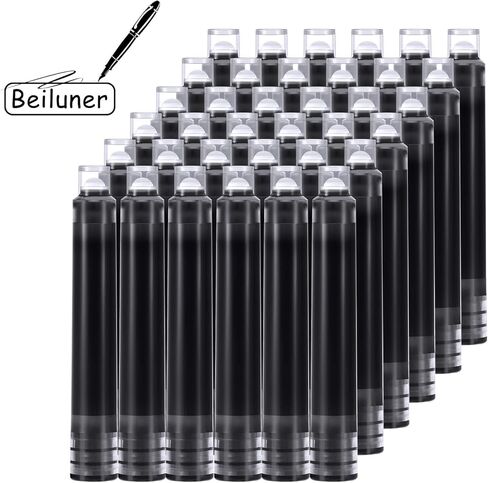 60 Pieces Fountain Pen Ink Pen Ink Cartridges Fountain Pen Refill Short Cartridges with 3.4 mm Bore Diameter for Calligraphy Pen and Fine Writing 2 x 0.28 Inch/ 5.1 x 0.7 cm (Black) in Kuwait