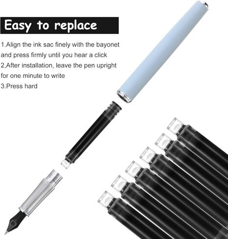 60 Pieces Fountain Pen Ink Pen Ink Cartridges Fountain Pen Refill Short Cartridges with 3.4 mm Bore Diameter for Calligraphy Pen and Fine Writing 2 x 0.28 Inch/ 5.1 x 0.7 cm (Black) in Kuwait