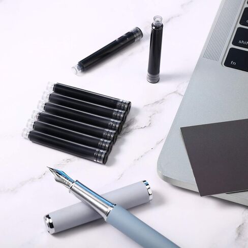 60 Pieces Fountain Pen Ink Pen Ink Cartridges Fountain Pen Refill Short Cartridges with 3.4 mm Bore Diameter for Calligraphy Pen and Fine Writing 2 x 0.28 Inch/ 5.1 x 0.7 cm (Black) in Kuwait