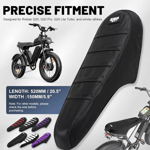 Ebike Seat Cover Upgraded for Ridstar Q20/Q20 pro EBikes Waterproof Non-Slip Seat Cover with Elastic Strap Seat Covers for Electric Dirt Bike (Full Black) in Saudi Arabia