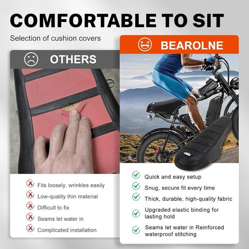 Ebike Seat Cover Upgraded for Ridstar Q20/Q20 pro EBikes Waterproof Non-Slip Seat Cover with Elastic Strap Seat Covers for Electric Dirt Bike (Full Black) in Saudi Arabia
