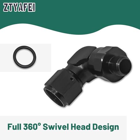 8AN أنثى مضيئة دوارة إلى 6AN ذكر ORB 90 درجة محول مناسب - أسود بأكسيد الألومنيوم لخطوط الوقود / الزيت in Kuwait