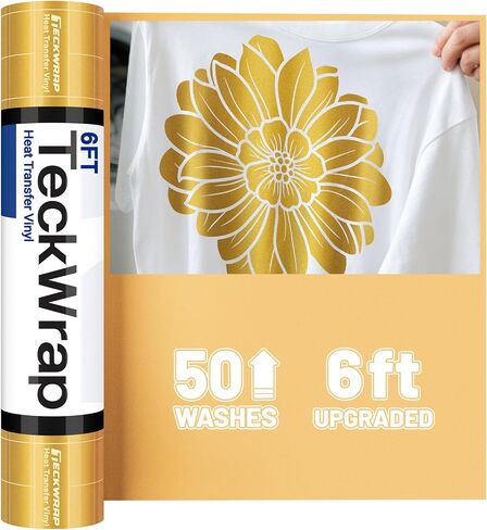 TECKWRAP Red HTV Vinyl Roll 12" x 6FT, Upgraded PU Heat Transfer Vinyl, Reach Certified 50+ Washes & Dryer Safe Iron On Vinyl, Easy Weed Grid Backing Strong Adhesive Vinyl for T-Shirt DIY Craft in Kuwait