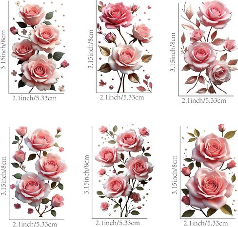 6 Pieces of Pink Rose UV DTF Transfer Stickers, Waterproof, Scratch Resistant, self-Adhesive, Suitable for Decorating Glass Cups, Ceramic Cups, Metal Cups, are DIY Decorations for Various Items. in Saudi Arabia
