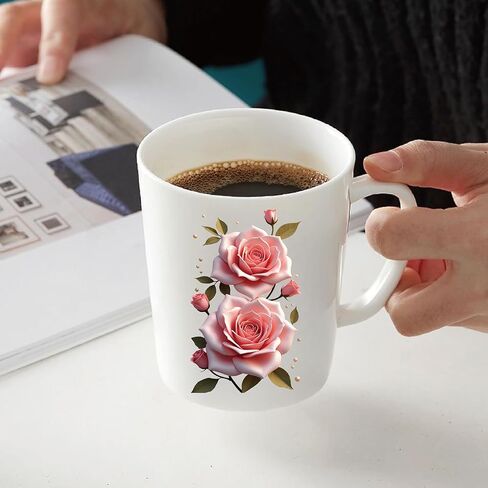 6 Pieces of Pink Rose UV DTF Transfer Stickers, Waterproof, Scratch Resistant, self-Adhesive, Suitable for Decorating Glass Cups, Ceramic Cups, Metal Cups, are DIY Decorations for Various Items. in Saudi Arabia
