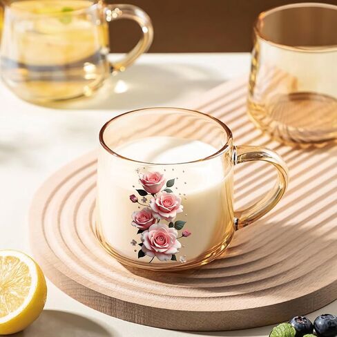 6 Pieces of Pink Rose UV DTF Transfer Stickers, Waterproof, Scratch Resistant, self-Adhesive, Suitable for Decorating Glass Cups, Ceramic Cups, Metal Cups, are DIY Decorations for Various Items. in Saudi Arabia