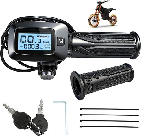 48V Throttle & LCD Speedometer Display for Tuttio Soleil 01 Electric Dirt Bike, Without M Button, 7-Pin Digital Gauge Dashboard, Real-Time Monitoring, Plug and Play (Black-Without M Button) in Saudi Arabia