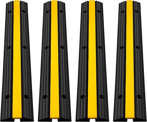 VEVOR 5 Channel Rubber Cable Protector Ramp, Heavy Duty 22000 lbs/axle Capacity Wire Hose Cord Cover Ramp, ADA Compliant Driveway Road Hump, Traffic Speed Bump w/Flip-Open Top Cover in Saudi Arabia
