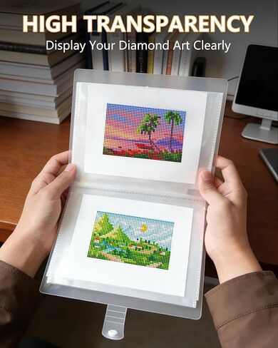 A5 Mini Diamond Art Storage Book, Mini Size Portfolio Folder for Diamond Art with 80 Clear Pocket Sleeves, Small Diamond Painting Artwork Organizer, Diamond Painting Accessories, 6x8 Inch in Saudi Arabia