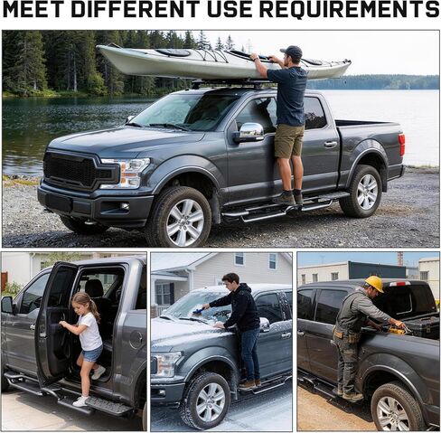 Binary Star Wheel to Wheel Running Boards for 07-18 Chevy Silverado/GMC Sierra 1500, 07-19 Chevy Silverado/GMC Sierra 2500HD 3500HD Crew Cab | 4-Step Truck Side Steps with Plastic Rear Step in Saudi Arabia