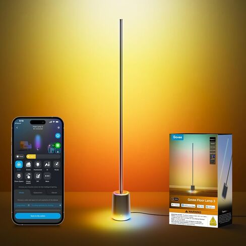 Govee Floor Lamp 3 with Luminblend+ Technology, 2100lm Standing Lamp, Work with Matter,1000K-10000K Modern Floor Lamps for Living Room, Bedroom, Office, Corner Lamp with Dynamic Scenes, DaySync in Kuwait