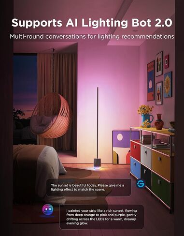 Govee Floor Lamp 3 with Luminblend+ Technology, 2100lm Standing Lamp, Work with Matter,1000K-10000K Modern Floor Lamps for Living Room, Bedroom, Office, Corner Lamp with Dynamic Scenes, DaySync in Kuwait