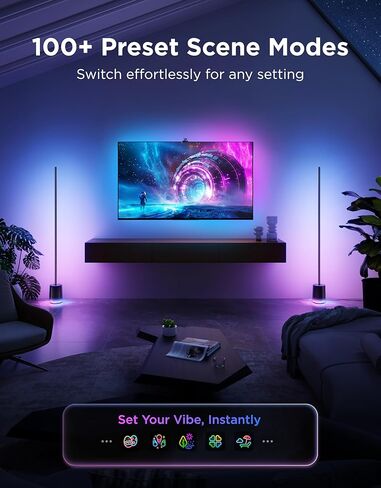 Govee Floor Lamp 3 with Luminblend+ Technology, 2100lm Standing Lamp, Work with Matter,1000K-10000K Modern Floor Lamps for Living Room, Bedroom, Office, Corner Lamp with Dynamic Scenes, DaySync in Kuwait