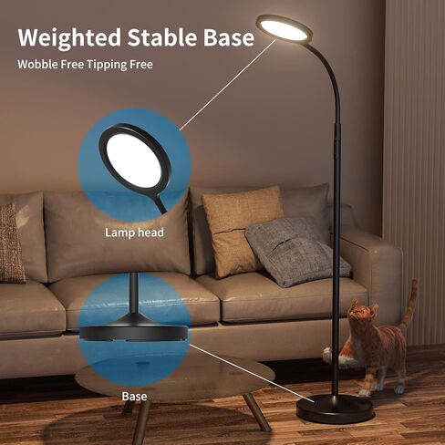 luckystyle Floor Lamp,Super Bright Dimmable LED Lamps for Living Room, Custom Color Temperature Standing Lamp with Remote Push Button, Adjustable Gooseneck Reading Floor Lamp for Bedroom Office Black in Saudi Arabia