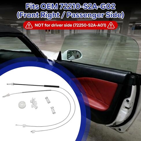 طقم إصلاح منظم النافذة لجانب الركاب 2000-2009 Honda S2000، إصلاح كابل النافذة المسقطة، استبدال OEM 72210-S2A-G02، حل سهل التثبيت in Kuwait