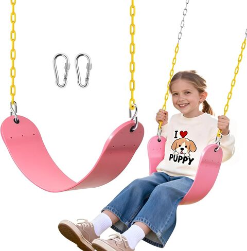 SEKKVY Swing Seats with 66" Heavy Duty Chains, Swing Set Accessories Replacement with Snap Hooks, Toddler Swings Supports 250 lbs for Outdoor Backyard Playground, Indoor Swing for Kids, Pink 1 Pack in Saudi Arabia