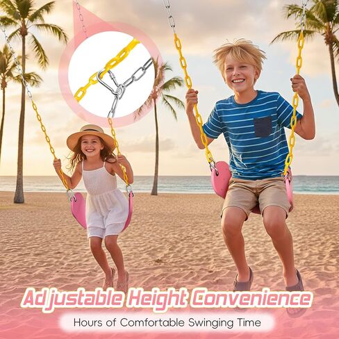 SEKKVY Swing Seats with 66" Heavy Duty Chains, Swing Set Accessories Replacement with Snap Hooks, Toddler Swings Supports 250 lbs for Outdoor Backyard Playground, Indoor Swing for Kids, Pink 1 Pack in Saudi Arabia