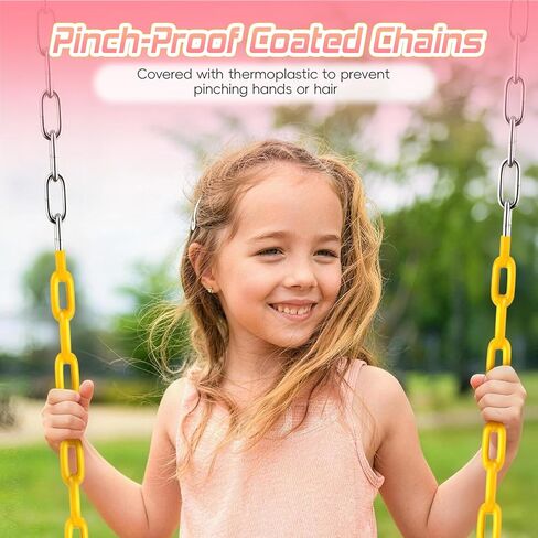 SEKKVY Swing Seats with 66" Heavy Duty Chains, Swing Set Accessories Replacement with Snap Hooks, Toddler Swings Supports 250 lbs for Outdoor Backyard Playground, Indoor Swing for Kids, Pink 1 Pack in Saudi Arabia