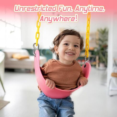 SEKKVY Swing Seats with 66" Heavy Duty Chains, Swing Set Accessories Replacement with Snap Hooks, Toddler Swings Supports 250 lbs for Outdoor Backyard Playground, Indoor Swing for Kids, Pink 1 Pack in Saudi Arabia