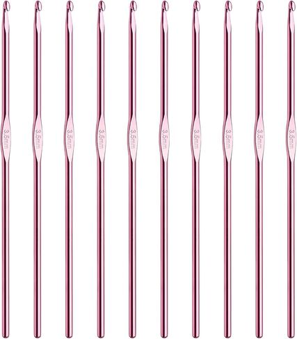 10 Pcs Crochet Hooks 3.5 mm Metal Crochet Needles Size Knitting Needles for DIY Yarn Craft Contribute to Beginners Pink in Kuwait