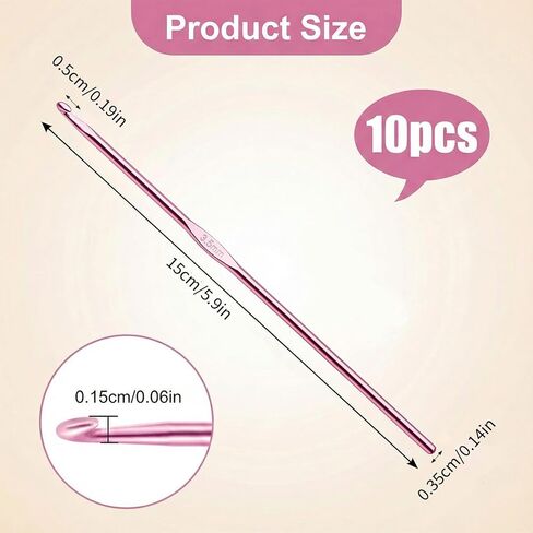 10 Pcs Crochet Hooks 3.5 mm Metal Crochet Needles Size Knitting Needles for DIY Yarn Craft Contribute to Beginners Pink in Kuwait