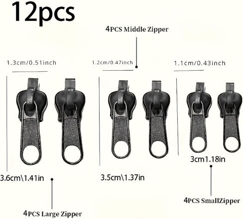 Zipper Repair Kit Quick Install Zipper Pull Replacement Durable Hardware Travel Gear 12 Pack in Kuwait