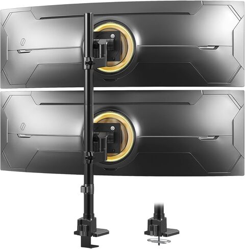 Dual Monitor-Arm Ultrawide Heavy Duty - 27-57 inch Vertical Dual Monitor Mount, Adjustable Stacked Double Monitor Desk Mount Stand, Max Load 59.4 lbs (per Screen), VESA 75 100 mm, Black in Saudi Arabia