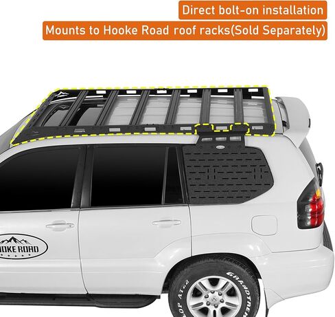 لوحات مولي للنافذة الخلفية من Hooke Road GX470 لسيارة Lexus GX470 2003-2009، تعمل فقط مع رفوف سقف طريق Hooke Road in Kuwait