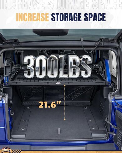 Rear Trunk Cargo Rack Basket Tray Fit for 2007-2026 Jeep Wrangler JK JL Unlimited 4 Door Hardtops, Interior Luggage Carrier Storage Shelf for Camping Trip Gear in Saudi Arabia